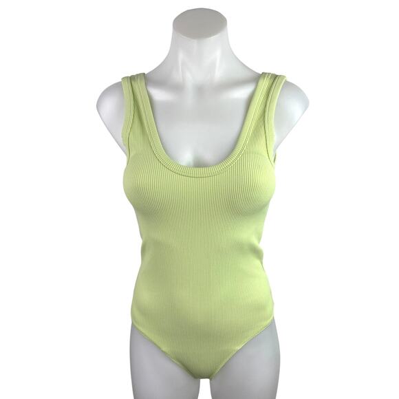 Abercrombie & Fitch Green Rib Knit Sleeveless Cami Camisole Bodysuit Tank Top S - Picture 1 of 3
